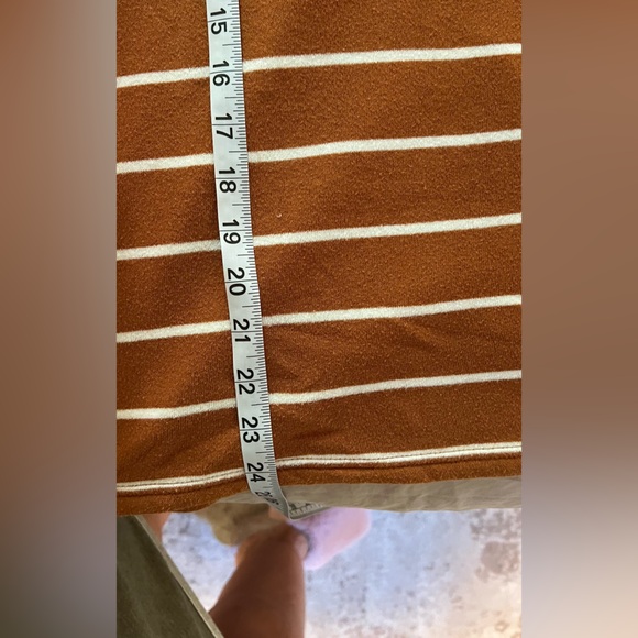 J. Crew Cowl Neck Striped Crop Top Camel and White Size XXL Fleece Lined - Picture 9 of 9